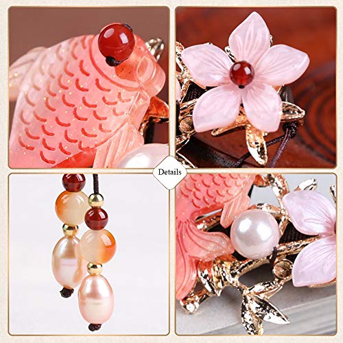 Wooden Hair Pins 7.08" Chinese Goldfish Flower Hair Sticks For Long Hair Buns for Women - color: B