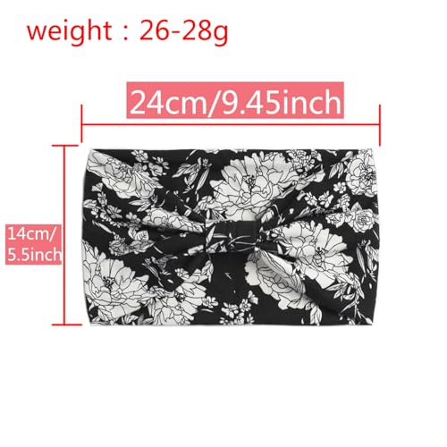 1 Pack Boho Headbands Stretch Paisley Print Bandana Headband Criss Cross Hair Bands Knotted Head Wrap Yoga Daily for Women and Girls (Daisy) - color: Daisy