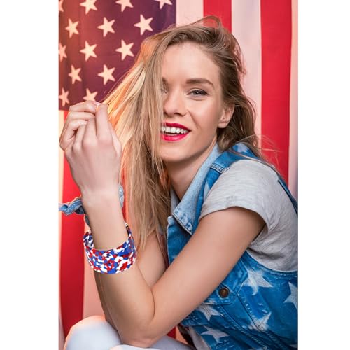 FAERLIIRY Cuff Bracelet for Women Acrylic Resin Bracelets Statement Bangle Bracelet Adjustable Bracelet Wide Chunky Bracelets for Women - color: Red White Blue