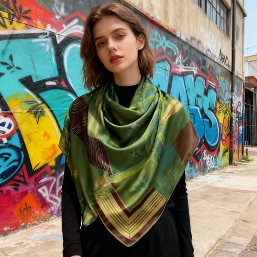 XL 43 Inch Extra Large Square Scarf Fashion Scarves Silk Feeling Hair Scarf Wrapping Scarfs Night Sleeping Headscarf - color: Ba1032