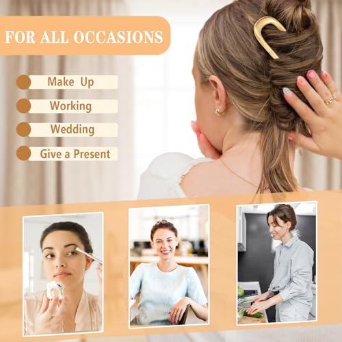 6 PCS Metal French Hair Pin for Women, Large Styling Pins for Thin Thick Hair, Hair Pin for Buns, French Twist Pin Wavy U Shaped - color: Metal