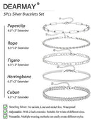 DEARMAY 14K Gold Plated Bracelets for Women, Jewelry Sets Cute Tennis Beaded Bracelets Cuban Link Paperclip Chain Dainty Bracelet Pack Gifts - color: BRACELET-D