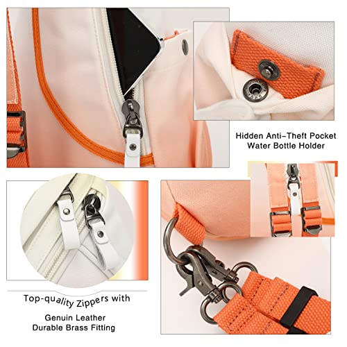 KL928 Canvas Sling Bag - Small Crossbody Backpack Shoulder Casual Daypack Rucksack for Men Women(Yellow+Orangered) - color: Canvas-yellow+orangered