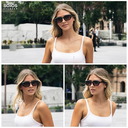 SOJOS Trendy Oval Polarized Sunglasses for Women Classic Round Retro UV Protection Shade SJ2675 - color: Tortoise Frame Brown Lens
