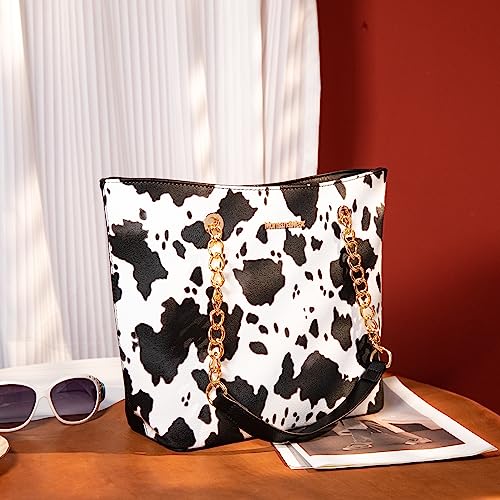 Montana West Tote Bag for Women Chain Top-handle Handbags - color: Cow