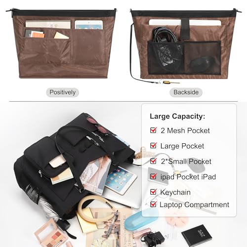 Laptop Tote Bag for Women 17 Inch, Teacher Work Bag with Compartments Business Laptop Bag With 15 Pockets Work Tote Bag - color: B1-black-1pcs