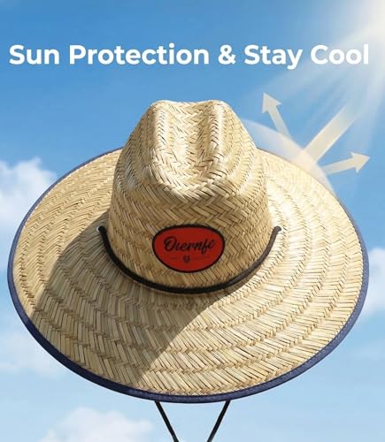 2 Pack Unisex Lifeguard Hat with Wide Brim-Lightweight & Breathable Beach Hat for Sun Protection,Straw Sun Hat for Gardening - color: Black/Flamingo