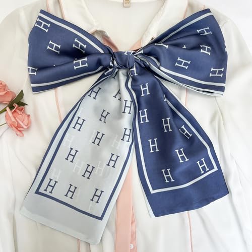 Silk Head Scarf for Hair Fashion Headwrap for Women Lightweight Neck Tie - color: P003-purple Letters