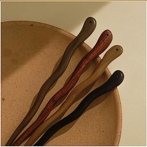 4 Pieces Of Sandalwood Hairpin, Ball Head Simple Spring Plate Hairpin, Retro Handmade Wooden Hair Stick Long Hair Sandalwood Hair Bun Ladies Hair Accessories