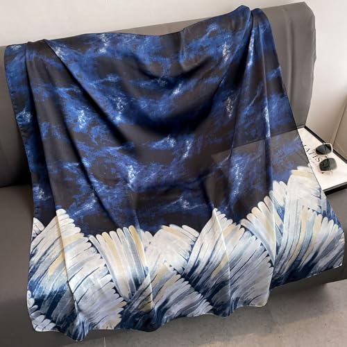 XL 43 Inch Extra Large Square Scarf Fashion Scarves Silk Feeling Hair Scarf Wrapping Scarfs Night Sleeping Headscarf - color: Ba1024