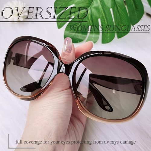 Joopin Oversized Sunglasses Womens Trendy Polarized Large Driving Sun Glasses Ladies UV Protective Big Sunnies Shades - color: B13-gradient Brown/Brown Gradient
