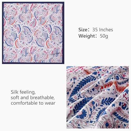 HBselect 4PCS Head Scarf for Women 35” Head Scarves Silk Like Satin Neck Scarfs Square Bandana Hair Wraps Scarf for Sleeping - color: Pink, Black, Blue, Dark Blue, Beige
