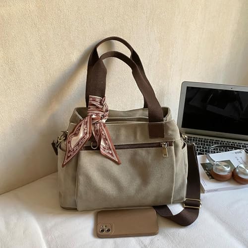 Canvas Hobo Bags for Women Casual Tote Bag Purses and Handbags Multi-Color Striped Crossbody Bags Ladies Top Handle Satchel - color: Wy31-army Green