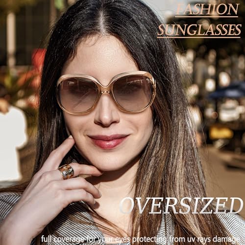 Joopin Oversized Sunglasses Womens Trendy Polarized Large Driving Sun Glasses Ladies UV Protective Big Sunnies Shades - color: B04-brown/Brown Gradient