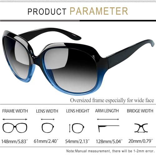 Joopin Oversized Sunglasses Womens Trendy Polarized Large Driving Sun Glasses Ladies UV Protective Big Sunnies Shades - color: B12-gradient Blue/Black Gradient