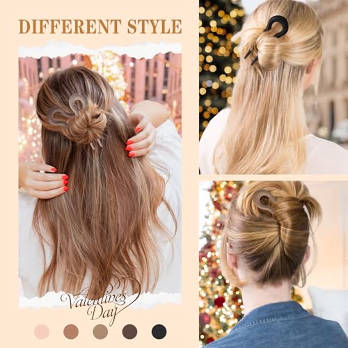 6PCS French Hair Pins for Thick Hair, Fashion French Pins Hair Styling, French Hair Pin for Women Fine Hair Accessories, French Twist Pin Wavy U Shaped Valentine's Day Gifts - color: Brown