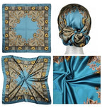 4 Pc Set Large 35 x 35 inches Satin Square Scarves Neck Hair Head Scarf Bundle - color: Set B