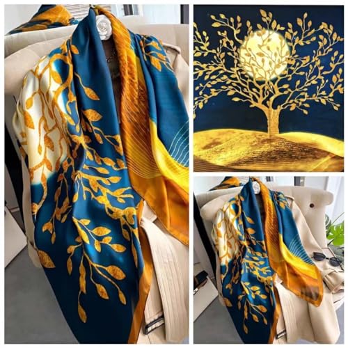 XL 43 Inch Extra Large Square Scarf Fashion Scarves Silk Feeling Hair Scarf Wrapping Scarfs Night Sleeping Headscarf - color: Ba1019