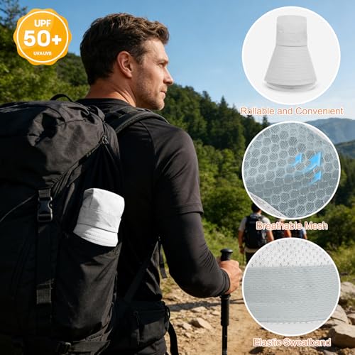 Sun Hat for Men Women UV Protection Wide Brim Fishing Hats Breathable UPF 50+ Boonie Bucket Hats Beach Safari Hiking Garden - color: 1 Pack Lightgrey-1