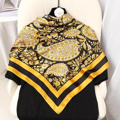 XL 43 Inch Extra Large Square Scarf Fashion Scarves Silk Feeling Hair Scarf Wrapping Scarfs Night Sleeping Headscarf - color: Ba1033