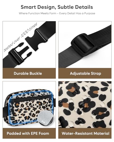 Pritent Fanny Packs for Women Cross Body Bag Waterproof Belt Bag with Adjustable Strap and Zipper Back Pocket Small Crossbody Bags Fashion Waist Packs for Workout Travelling(Leopard) - color: Leopard, size: Small