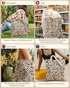 Miss Adola Canvas Tote Bag with Zipper – Cute Canvas Bags for Women Aesthetic Design Reusable Totes for Shopping Work Travel - style: Leopard Print