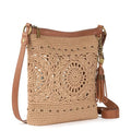 The Sak Lucia Crossbody Bag in Crochet, Convertible Purse with Adjustable Shoulder Strap - color: Bamboo Medallion