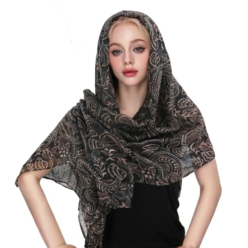 vimate Lightweight Scarf for Women Fashion Head Cover Hijab Cotton Voile Scarf Shawl Wrap for Spring Fall Winter Season - color: J1#.style 25