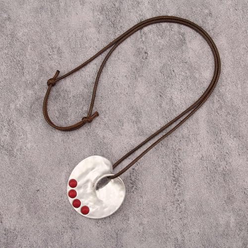 JAOYU Bohemian Necklaces for Women Leather Necklace Wood Pendant Choker Long Brown Necklace Chunky Circle Boho Hippie Jewelry - style: Bohemian Chain Necklace