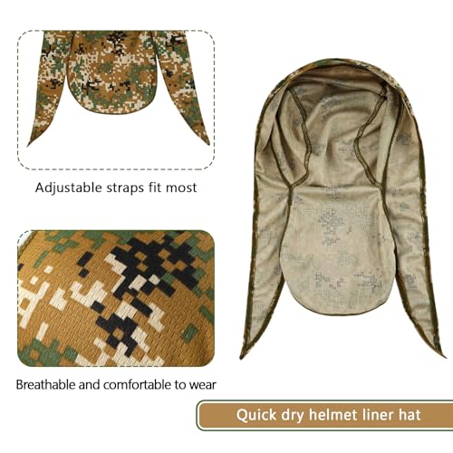 DOCILA 3 Pcs Do Rags for Men Skull Cap Bandana Hat Breathable Helmet Linner Beanie - color: Desertbrowngrey