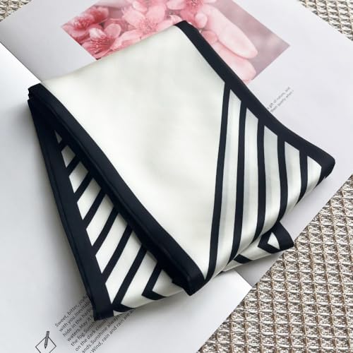 Silk Head Scarf for Hair Fashion Headwrap for Women Lightweight Neck Tie - color: X018-white Stripe