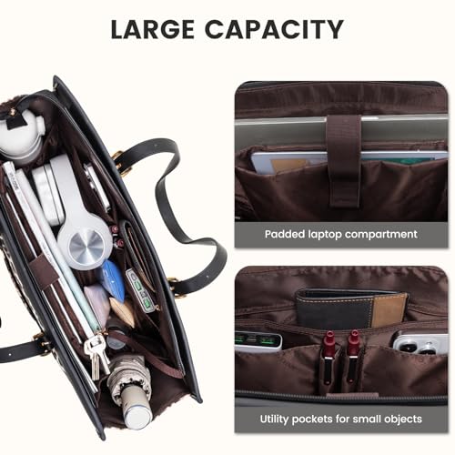 LOVEVOOK Laptop Bag for Women 15.6 inch Canvas Laptop Tote Bag, Large Capacity Work Bags with Clutch Purse, Computer Bags Office Business Briefcase, Casual Handbag for Travel College Teacher - color: Leopard, size: 15.6 inch