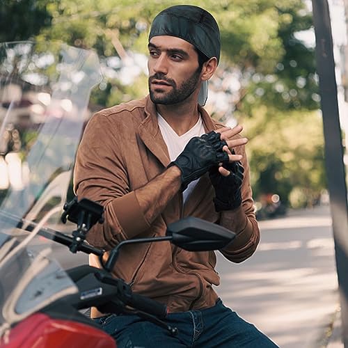 DOCILA 3 Pcs Do Rags for Men Skull Cap Bandana Hat Breathable Helmet Linner Beanie - color: Snakeskin