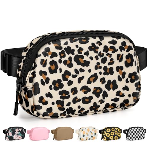 Pritent Fanny Packs for Women Cross Body Bag Waterproof Belt Bag with Adjustable Strap and Zipper Back Pocket Small Crossbody Bags Fashion Waist Packs for Workout Travelling(Leopard, Large) - color: Leopard, size: Large