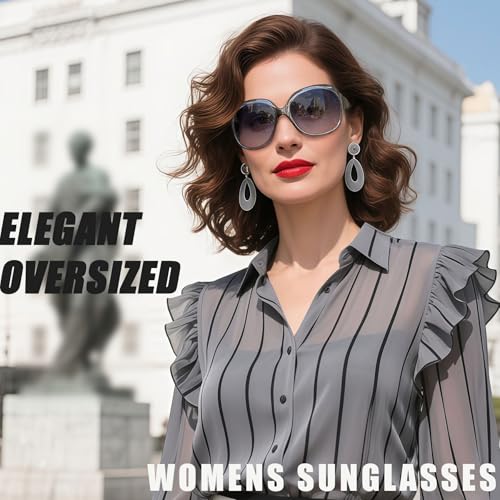 Joopin Oversized Sunglasses Womens Trendy Polarized Large Driving Sun Glasses Ladies UV Protective Big Sunnies Shades - color: B15-clear Grey/Blue Pink Gradient