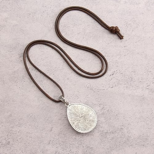 Boho Necklaces for Women Cord Necklace with Pendant Long Silver Necklace Vintage Sweater Necklace Hippie Jewelry for Women Girls Gifts - style: Bohemian Necklaces