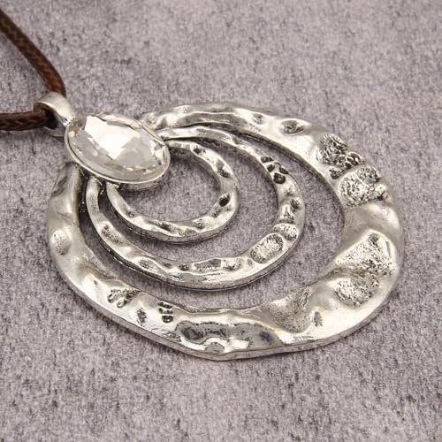 Boho Necklaces for Women Cord Necklace with Pendant Long Silver Necklace Vintage Sweater Necklace Hippie Jewelry for Women Girls Gifts - style: Chunky Long Necklaces