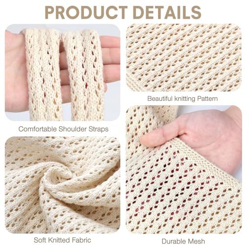 EIMMBD Crochet Bags for Women Beach Totes Bags Aesthetic Summer Tote Shoulder Hippie Bag Knit Bag - color: Standard Beige