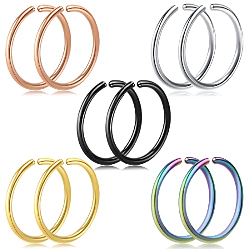 1-16Pcs 16G 18G 20G 22G Nose Rings Hoops Nose Piercings Fake Nose Ring Fake Septum Nose Ring Fake Lip Rings Fake Septum Piercing Fake Nose Piercing Fake Nose Hoop Faux Nose Rings Clip On Nose Cuffs Nose Piercing Jewelry Nose Rings for Women Men Nose Hoops