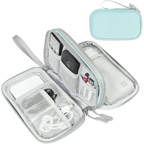 FYY Electronic Organizer, Travel Cable Organizer Bag Pouch Electronic Accessories Carry Case Portable Waterproof Double Layers All-in-One Storage Bag for Cable, Charger, Phone, Earphone, Mint Green - color: Mint Green, style: Small