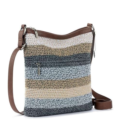 The Sak Lucia Crossbody Bag in Crochet, Convertible Purse with Adjustable Shoulder Strap - color: Desert Stripe