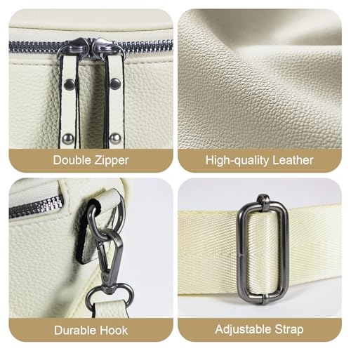 Crossbody Bags for Women, Large Vegan Leather Trendy Bum Bag - color: Beige