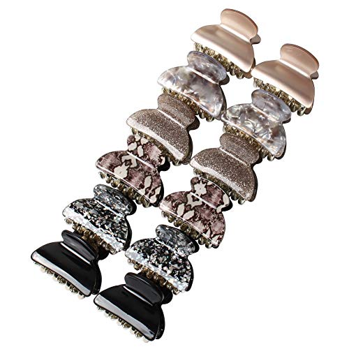 1.57 inch Floral Printed Medium Acrylic Hair Claw Clips for Girls and Women,Plastic No-Slip Grip Jaw Hair Clip Hair Jaw Clamp,Pack of 12 (Color E) - color: Color E