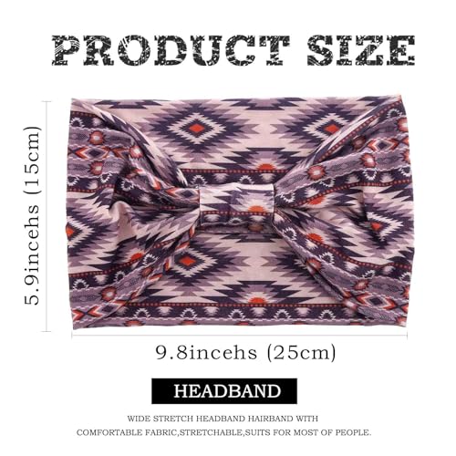 Acenail Wide Headbands Floral Turban Boho Headband Knotted Elastic Non Slip Hairbands Bohemian Vintage Printed Head Wraps Workout Yoga Hair Scarfs Fashion Hair Accessories for Women 4Pcs (Print) - color: Print