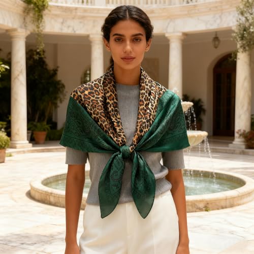 XL 43 Inch Extra Large Square Scarf Fashion Scarves Silk Feeling Hair Scarf Wrapping Scarfs Night Sleeping Headscarf - color: Ba1035