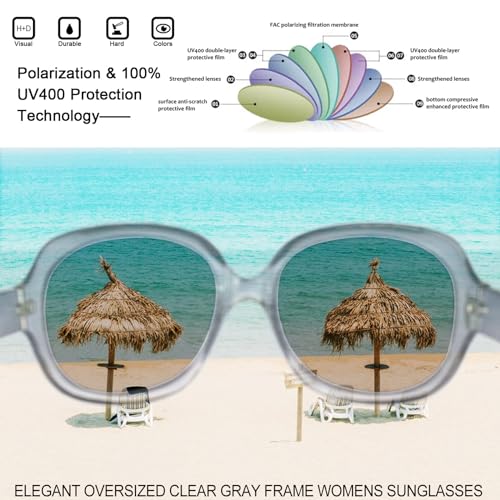 Joopin Oversized Sunglasses Womens Trendy Polarized Large Driving Sun Glasses Ladies UV Protective Big Sunnies Shades - color: B15-clear Grey/Blue Pink Gradient