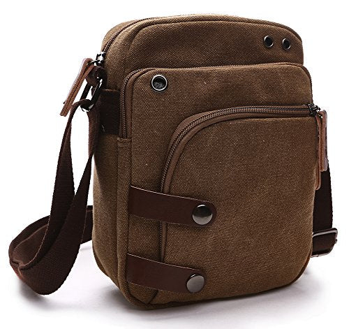 Collsants Mini Crossbody Bags for Women and Men - Small Purses and Handbags - Travel Bag - Canvas Shoulder Purse - color: Coffee