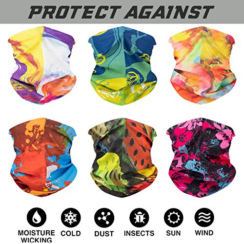 Toes Home 6PCS Outdoor Headband Elastic Seamless Bandana Neck Gaiter Scarf Sport Headwear Boho Series for Yoga Hiking - color: Painting Series
