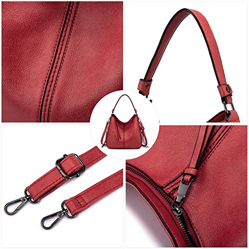 Realer Hobo Crossbody Bags for Women Designer Faux Leather Hobo Handbags Retro Large Size Shoulder Bag Bucket Purse - color: Red, size: Large-15.2 inch