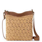 The Sak Lucia Crossbody Bag in Crochet, Convertible Purse with Adjustable Shoulder Strap - color: Natural Primrose Straw